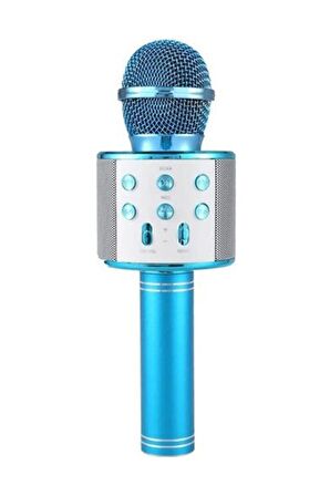 Ws-858 02 Karaoke Mikrofon Aux Usb Ve Sd Kart Girişli Bluetooth MAVİ
